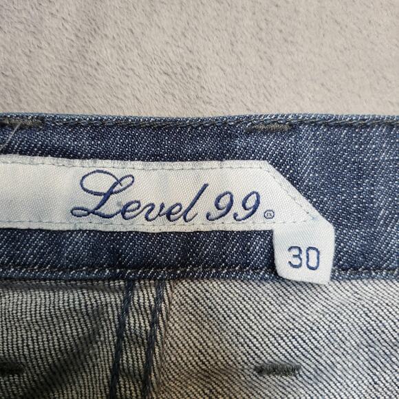 Level 99 Jeans Womens 30 Blue Medium Wash Flare Patch Pockets Stretch Denim - Picture 3 of 11